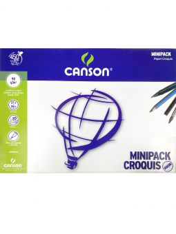 Papel Dibujo Croquis Minipack Escolar Canson 26,5x37,5cm 90gr 20 Hojas 177014CL