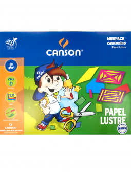 Papel Lustre Minipack Escolar Canson 21x26,5cm 60gr 20 Hojas 176016CL