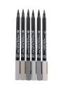 Marcadores Sakura Koi Brush Pen Set 6 Grises XBR-6