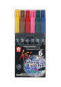 Marcadores Sakura Koi Brush Pen Set 6 Básicos XBR-6B1