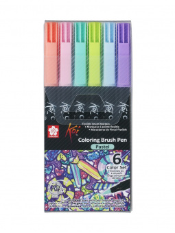 Marcadores Sakura Koi Brush Pen Set 6 Pastel XBR-6G