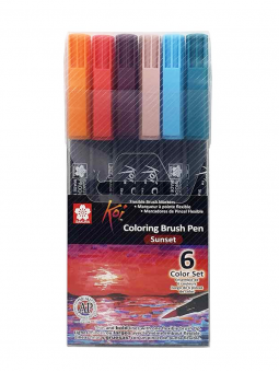 Marcadores Sakura Koi Brush Pen Set 6 Sunset XBR-6F