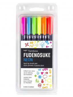 Marcador Fudenosuke Tombow Set 6 Neon TB56437