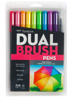 Marcadores Tombow Dual Brush Set 10 Colores Vivos TB56185
