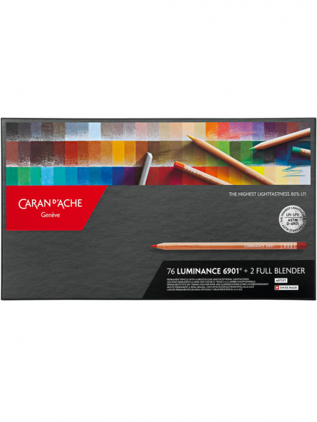 Lápices de Colores Luminance 6901 Caran D Ache Set 76 Colores + 2 Blender CA6901776