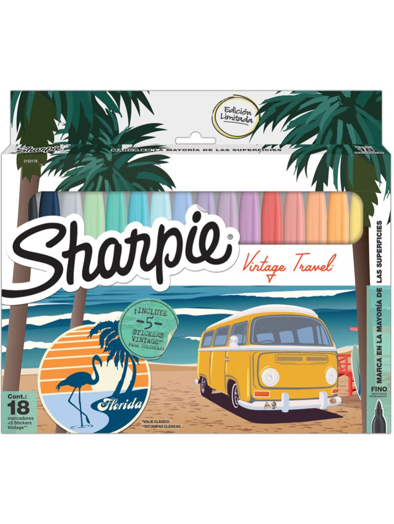 Marcadores Permanentes Sharpie Vintage Travel Set 18 Colores 2152178