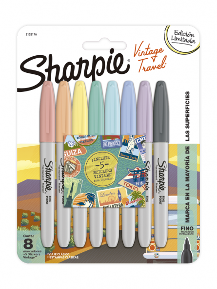 Marcadores Permanentes Sharpie Vintage Travel Set 8 Colores 2152176