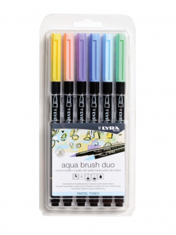 Marcadores Lyra Aqua Brush Duo Set 6 Tonos Pastel L6521061