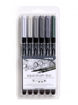 Marcadores Lyra Aqua Brush Duo Set 6 Tonos Grises L6521063