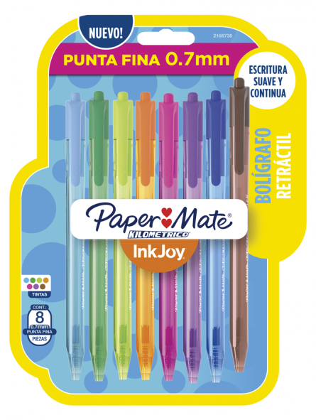 Plumas de Colores Retráctiles Paper Mate Vintage Punto Medio 8 Piezas