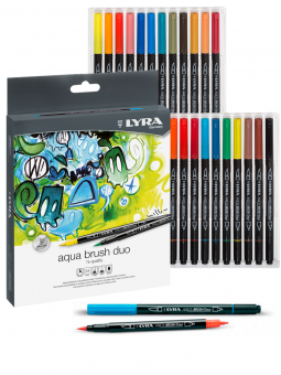 Marcadores Lyra Aqua Brush Duo Set 24 colores L6521240