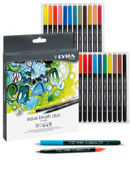 Set 6 rotuladores Lyra Aqua Brush Duo, marcadores solubles en agua de doble  punta, alta calidad, tonos pastel - ArtBendix