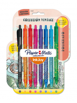 Lápices Pasta Inkjoy Paper Mate Colección Vintage Punta Media 1.0mm Set 8 Colores 2152227