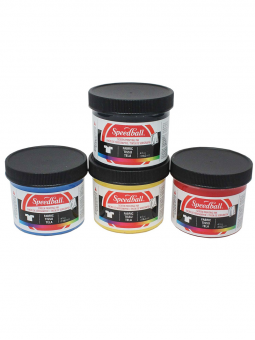 Tinta para Serigrafía Sobre Tela Speedball Set Colores Primarios y Negro 118ml 45025