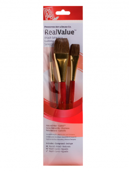 Pinceles Princeton RealValue Mango Corto Rojo Pelo Sintético Camello Set 3 9122