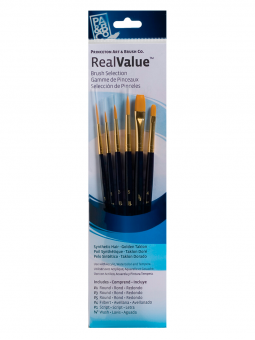 Pinceles Princeton RealValue Mango Corto Azul Pelo Sintético Taklon Dorado Set 6 (1) 9132