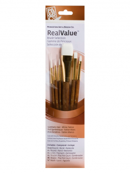 Pinceles Princeton RealValue Mango Corto Café Pelo Sintético Taklon Blanco Set 6 9140