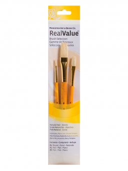 Pinceles Princeton RealValue Mango Corto Amarillo Pelo Natural Cerda Set 3 (1) 9103