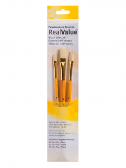 Pinceles Princeton RealValue Mango Corto Amarillo Pelo Natural Cerda Set 3 (2) 9104