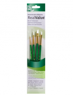 Pinceles Princeton RealValue Mango Corto Verde Pelo Sintético Taklon Blanco Set 4 9117