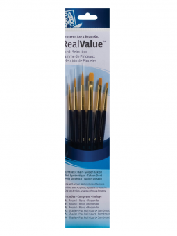 Pinceles Princeton RealValue Mango Corto Azul Pelo Sintético Taklon Dorado Set 6 (3) 9137