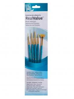 Pinceles Princeton RealValue Mango Corto Calipso Pelo Sintético Taklon Dorado Set 5 9170