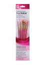 Pinceles Princeton RealValue Mango Corto Fucsia Pelo Sintético Taklon Dorado Set 5 9184