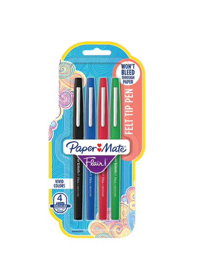 Marcadores Paper Mate Flair Punta Media Set 4 Colores 8404452PP