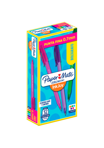 Lápices Pasta Inkjoy Paper Mate Punta Fina 0.7mm Caja 12 Unidades Colores Surtidos 2107773