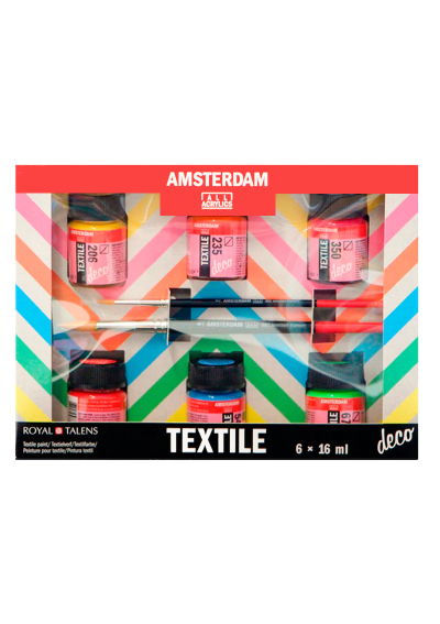 Pintura Textil Amsterdam Set 6 x 16ml + 2 pinceles 59821608