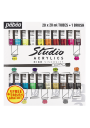 Acrílico Pebeo Studio Set 20 Colores 20ml + Pincel 833421
