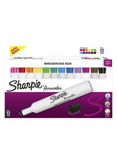 Marcadores a base de Agua Sharpie Acuacolor Set 12 Colores 2184215