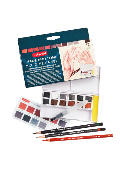 Set de Medios Mixtos Derwent Tonos y Sombras 12 Colores + 3 Lápices 2305903