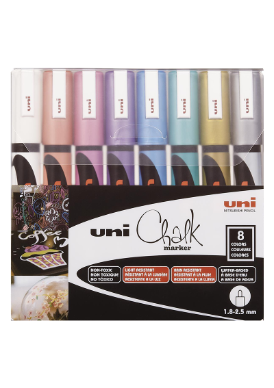 Marcadores Tiza Uni-Chalk 5M Set 8 Colores Metálicos 186209