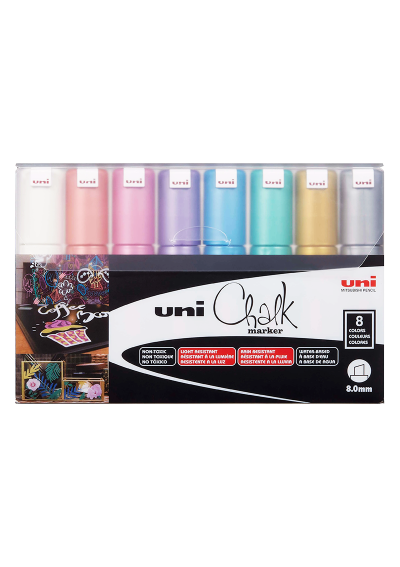 Marcadores Tiza Uni-Chalk 8K Set 8 Colores Metálicos 186480