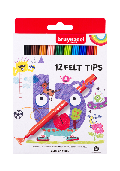 Marcadores Lavables Felt-Tips Niños Bruynzeel Set 12 60121112