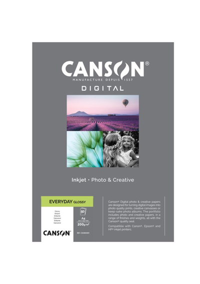 Canson Digital Everyday Brillante 200gr A4 50 Hojas 33300S001