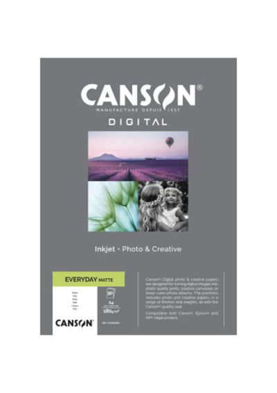 Resma Papel Canson Digital Everyday Mate 180gr A4 50 Hojas 33300S004