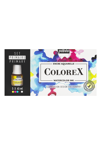 Tinta de Acuarela Pebeo Colorex Set 5 x 45ml Colores Primarios 417401