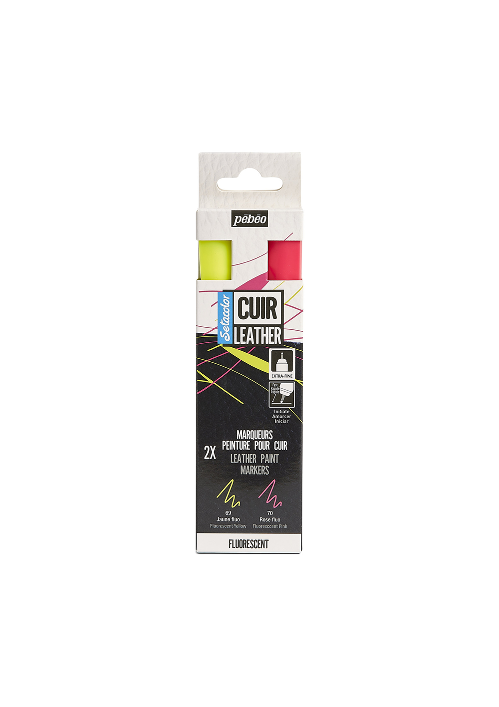Marcador de Pintura para Cuero Pebeo Setacolor Set 2 Colores Fluor 295686