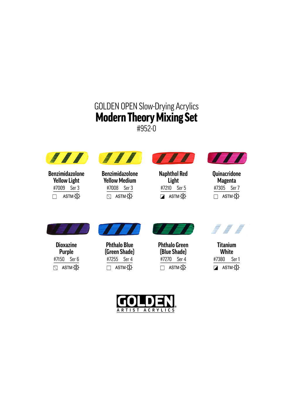 Acrílico Golden OPEN Secado Lento Set Teoría Moderna 0000952-0