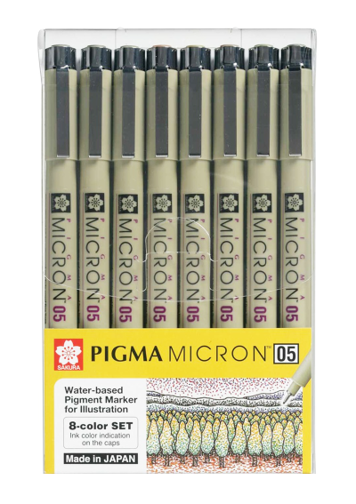Tiralíneas Sakura Pigma Micron 0.5mm Set 8 Colores XSDK05-8A