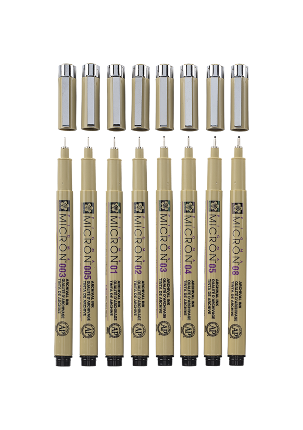 Set 10 Tiralíneas Pigma Micron Sakura Negro - ArtiarQ