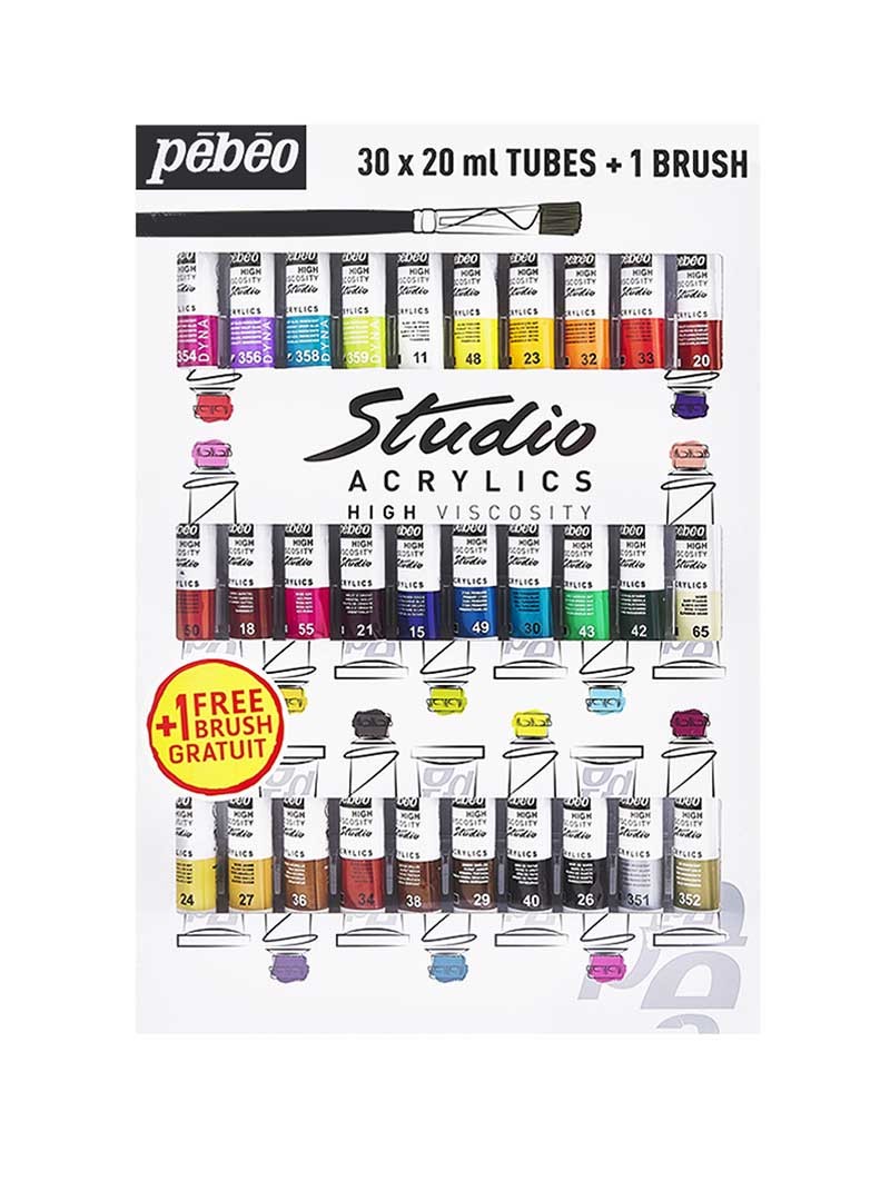 Set pintura acrílica Pebeo 30 colores 20ml.