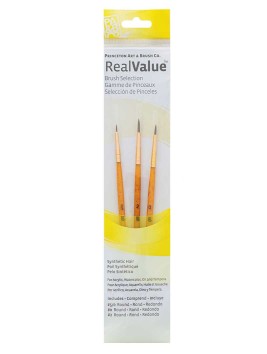 Pinceles Princeton RealValue Mango Corto Amarillo Pelo Sintético Set 3 9105