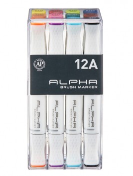 Marcadores Alpha Brush Set A 12 Colores ABM-12CA