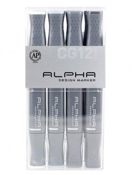 Marcadores Alpha Design Set 12 Colores Gris Frío ADM-CG12C