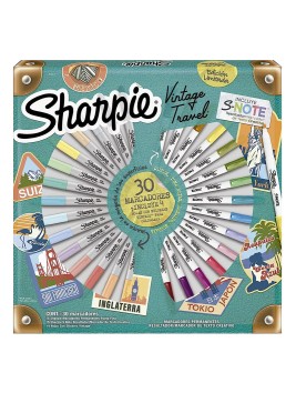 Marcadores Permanentes Sharpie Pack Ruleta Vintage Travel 30 Colores Edición Limitada 2152177