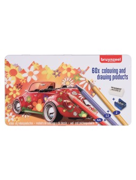 Lápices de Colores Bruynzeel Colouring & Drawing set 58 Colores + 2 Accesorios 60312904