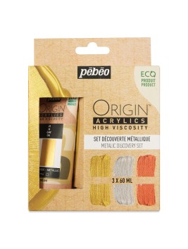Acrílico Pebeo Origin Set 3 Colores Metálicos 60ml 817411